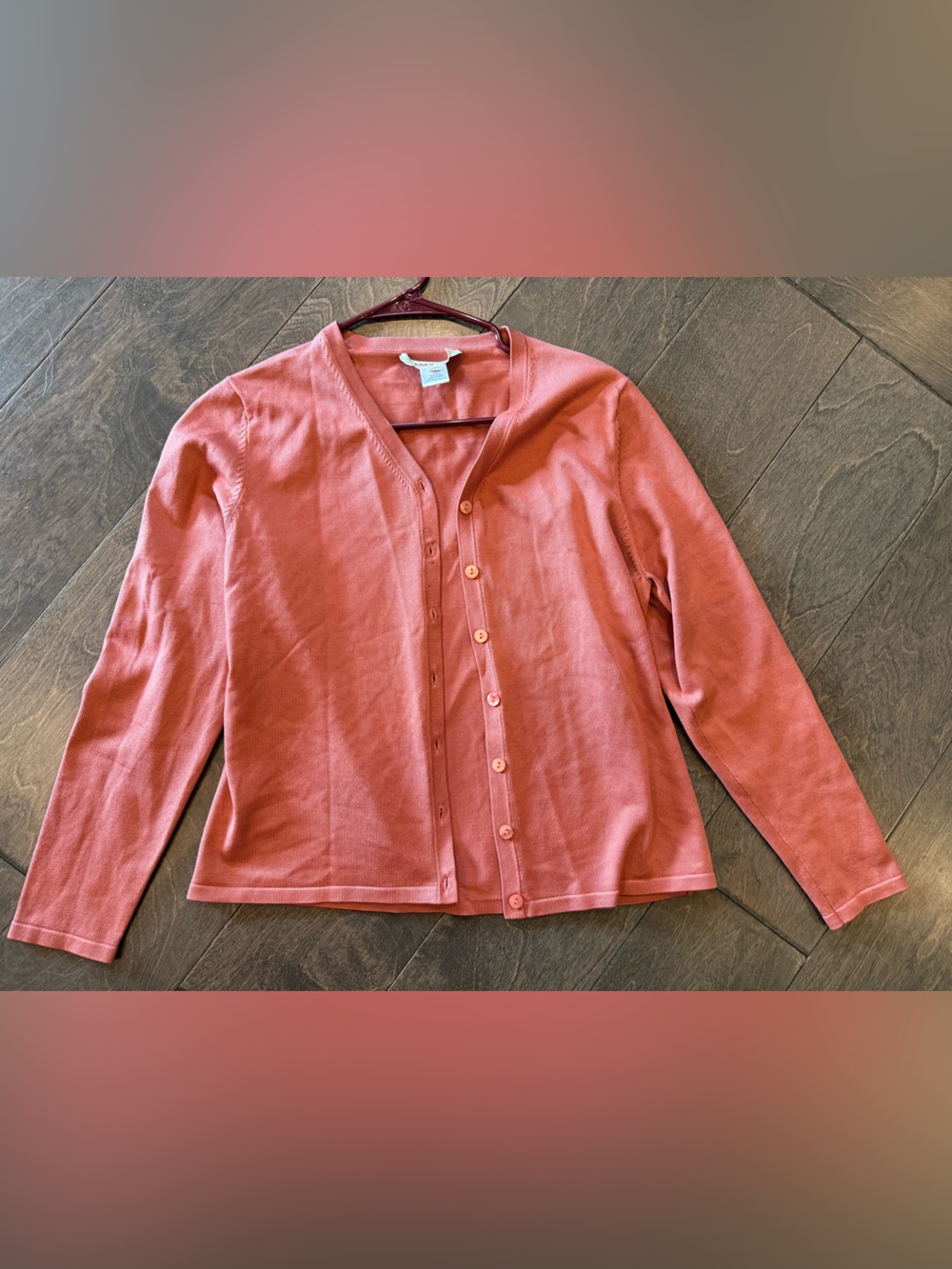 Pendleton Coral-Orange Button Front Knit Jacket
